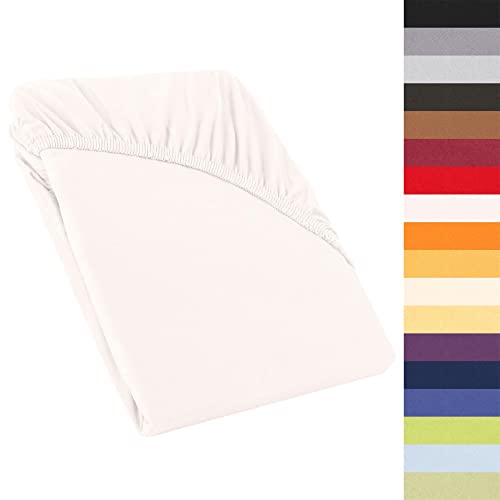 CelinaTex Perla Boxspringbett Wasserbett Topper Spannbettlaken 120x200-130x200 cm Schnee weiß Jersey Mako Baumwolle 160g/qm Bettlaken Laken von CelinaTex