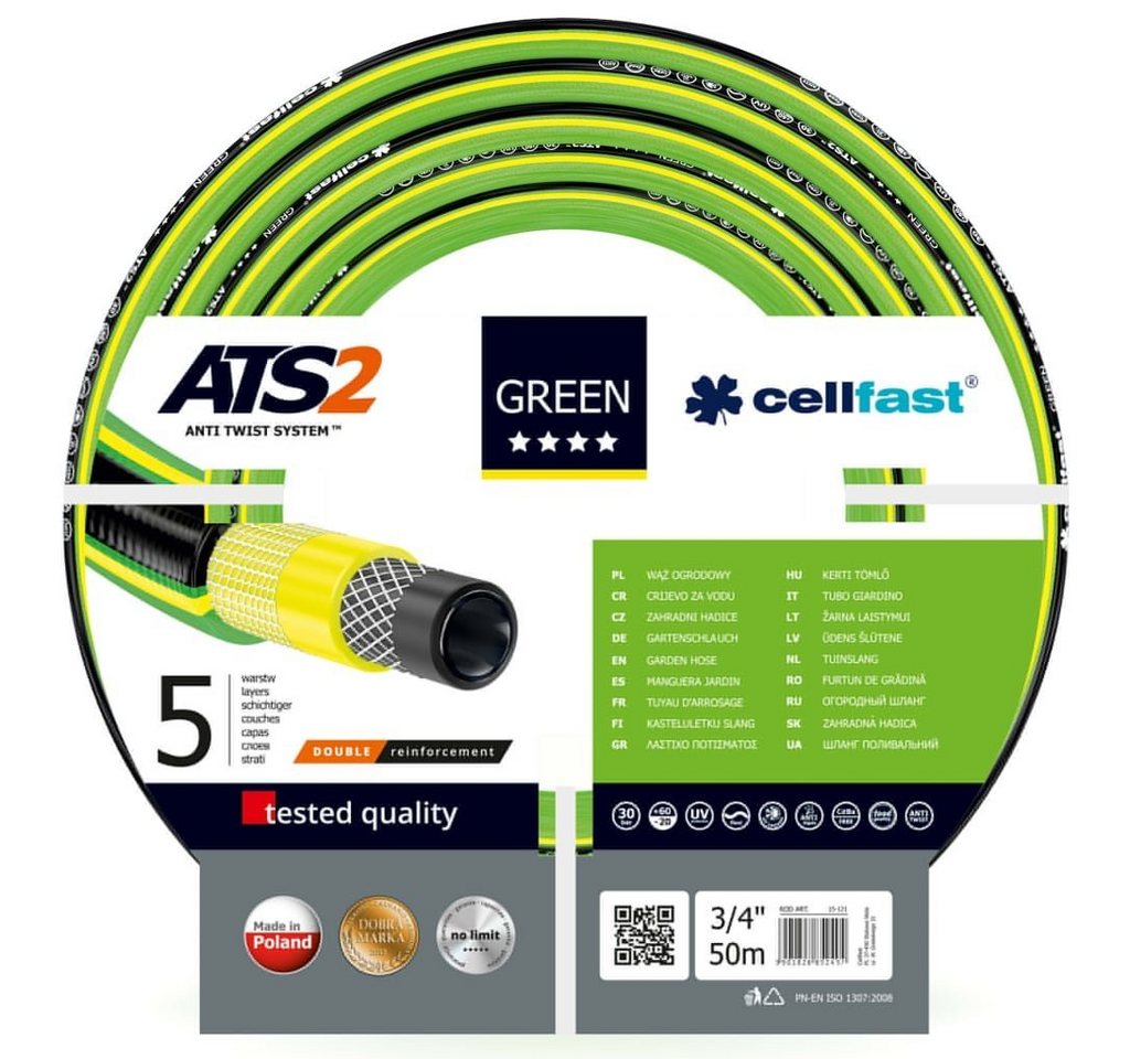 Cellfast Saugschlauch Gartenschlauch ATS2 3/4" 50 m Grün von Cellfast