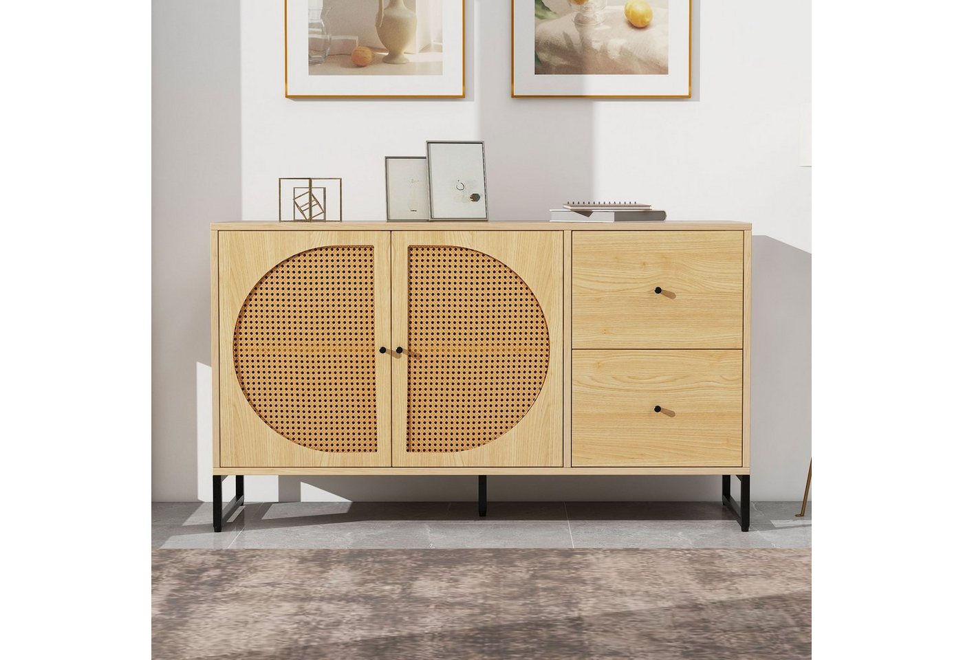 Celya Sideboard Sideboard mit 2 Türen und 2 Schubladen Küchenschrank 130 von Celya