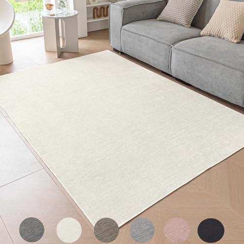 Ceneco Teppich Kurzflor, Modern Teppiche fürs Schlafzimmer,Wohnzimmer, Büro, Flur und Kinderzimmer(Creme,60x90cm) von Ceneco