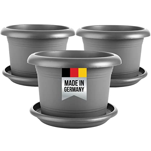 Centi 3er Set XXL-Pflanzentraum: 50 cm Blumentopf Groß in Anthrazit - Wetterfester Deutscher Premium-Pflanzkübel mit Untersetzer für draußen! Centi 3er Set XXL-Pflanzentraum: 50 cm Blumentopf Groß in Anthrazit - Wetterfester Deutscher Premium-Pflanzkübel mit Untersetzer für draußen! von Centi