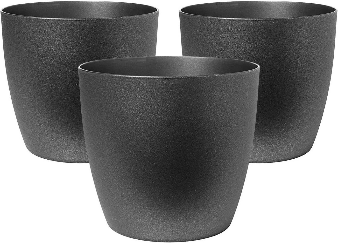 Centi Blumentopf Kräutertopf schwarz, kleine Blumentöpfe, Übertopf schwarz matt (Spar Set, 3 St., Ø 14 cm H 13 cm), Übertöpfe für Zimmerpflanzen, ideale Fensterbank-Größe, Blumenübertopf von Centi