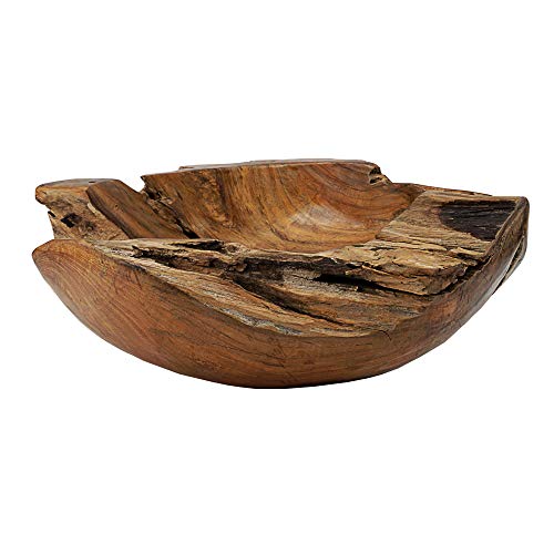Cepewa Holzschale XL aus Teak Holz in Handarbeit gefertigt | Dekoschale | große Obstschale rund und länglich 40/60 cm (Ø 50 cm) von Cepewa