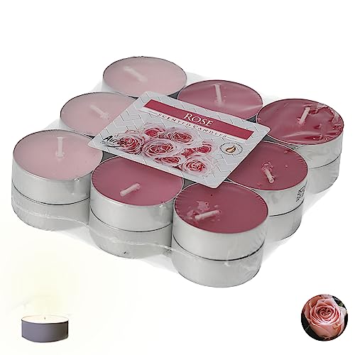Duft Teelichter 18er Set Rosen │ Ø3,9 x1,5cm rosa pink bordeaux │ Duftkerze Paraffinwachs (1 x 18er Set Teelichter Rosen) von Cepewa