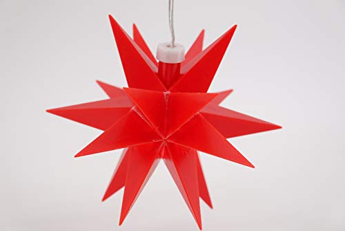 LED 3D Stern rot weiß gelb Adventsstern Batteriebetrieb Timer 6h/18h Weihnachten (rot) von Cepewa