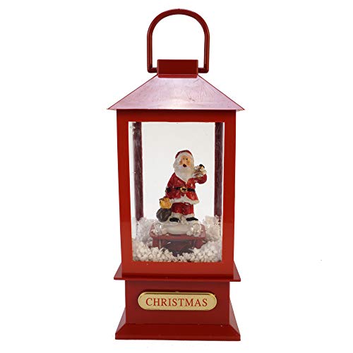 LED Schneelaterne Santa mit Musik LED Schneelaterne Santa Schneekugel Laterne Xmas Deko Schnee Batterie (Santa klein) von Cepewa