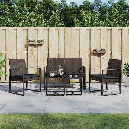 Chaduof 5-TLG. Garten-Essgruppe mit Kissen Braun PP-Rattan, Esstisch Mit Stühlen Set, Gartenmöbel Sitzgruppe, Balkon Möbel, Gartenlounge Set, Terrassenmöbel, Balkonmöbel Set - 360216 von Chaduof