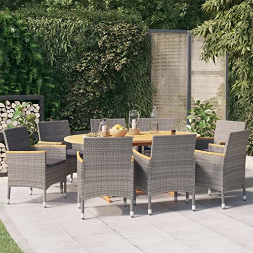 Chaduof 9-TLG. Garten-Essgruppe mit Kissen Schwarz, Esstisch Mit Stühlen Set, Gartenmöbel Sitzgruppe, Balkon Möbel, Gartenlounge Set, Terrassenmöbel, Balkonmöbel Set - 3103599 von Chaduof