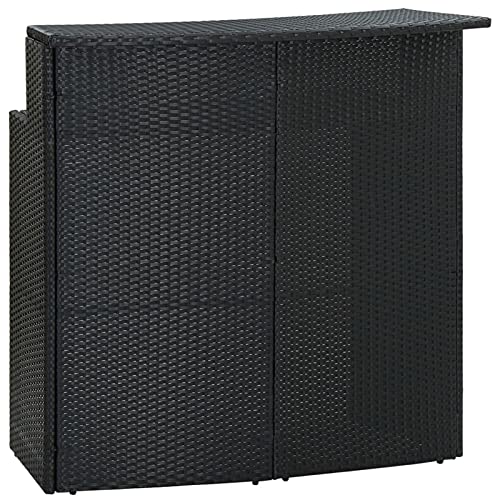 Chaduof Garten-Bartisch, Gartentisch, Balkontisch, Balkonmöbel Kleiner Balkon, Balkon Tisch, Beistelltisch, Schwarz 120x55x110 cm Poly Rattan von Chaduof