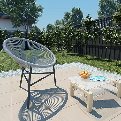 Chaduof Garten-Mond-Stuhl, Gartensessel, Campingstuhl, Terassenstühle, Gartenmöbel, Balkon Stühle, Balkonstuhl, Hochlehner, Stühle Für Draußen, Poly Rattan Grau von Chaduof