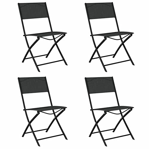Chaduof Klappbare Gartenstühle 4 STK Hochlehner, Campingstühle, Lehnstühle, Wetterfest Stuhl, Garden Chair, Schwarz Stahl und Textilene von Chaduof