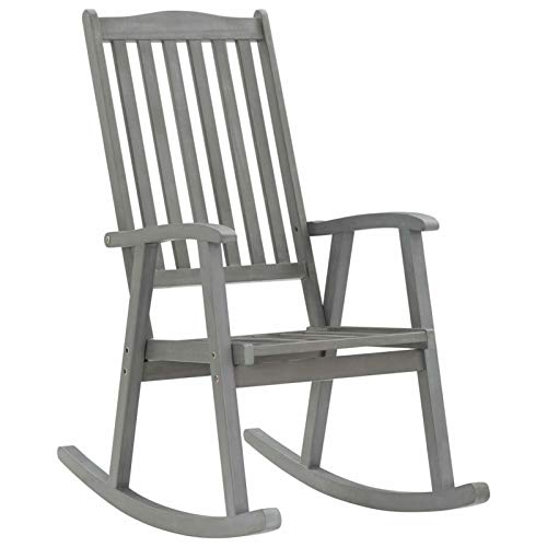 Chaduof Schaukelstuhl, Sessel Wohnzimmer, Schaukelsessel, Stillsessel, Schwingsessel, Tv Sessel, Ohrensessel, Relaxsessel, Rocking Chair, Grau Massivholz Akazie von Chaduof