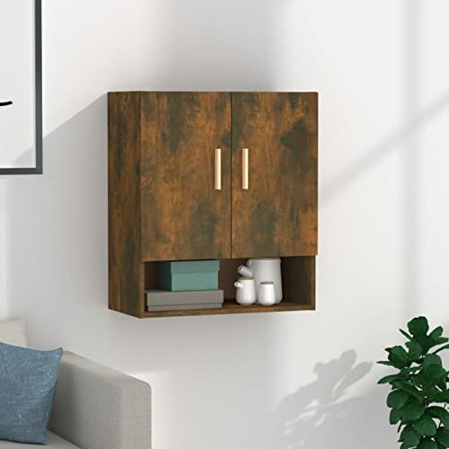 Chaduof Wandschrank, Hängeschrank, Badezimmerschrank, Badschrank, Aufsatzschrank, Gewürzschrank, Wall Cabinet, Räuchereiche 60x31x70 cm Holzwerkstoff von Chaduof