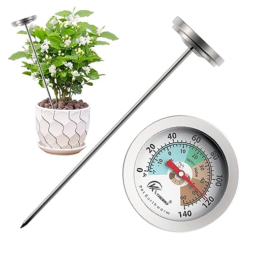 Bodentemperaturmesser,7 Zoll Außenthermometer | Leicht ablesbares Bodenthermometer zum Pflanzen, Außenthermometer, Bodentemperaturthermometer, für Boden, Kompost, Aussaat Chaies von Chaies