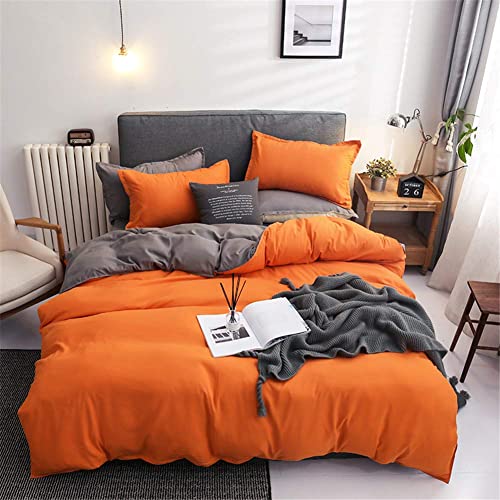 Chanyuan Bettwäsche 135 x 200 cm 4 Teilig Orange Grau Wende Bettwäsche Set Weiche Angenehme Mikrofaser 2 Bettbezug mit Reißverschluss und 2 Kissenbezug 80x80cm von Chanyuan