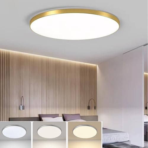 30W LED Deckenleuchte Flach Flur Deckenlampe Ultraslim Ø27x2cm 2700K Warmweiß 4000K Kaltweiß 6000K Golden Moderne Rund Schlafzimmerlampe Küchenlampe Led Lampen Badezimmer Wohnzimmer Korridor (30W) von Chao Zan