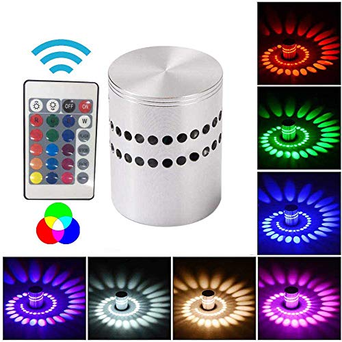 3W LED Wandleuchte Wandlampe Dimmbar Innen RGB Wandlicht Deckenleuchte Effektlicht Flurlampe Spirale Effekt mit Fernbedienung für Flur Schlafzimmer Balkon Wohnzimmer Bar Café KTV Familie Licht von Chao Zan