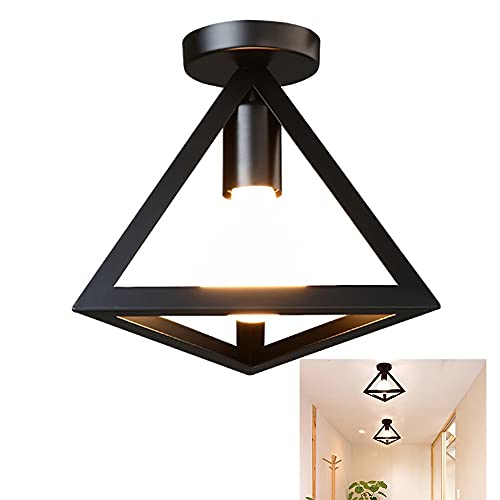 Chao Zan Deckenbeleuchtung Semi-Flush Mount Deckenleuchte, Industrial Vintage Style schwarz Lampenschirm, für Eingang Esszimmer Finish Flur Studie Zimmer Büro Schlafzimmer Dekoration,(Ø25CM) von Chao Zan