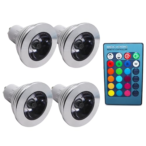 Chao Zan GU10 RGB LED Farbwechsel Lampen,3W Dimmbar LED spot mit Fernbedienung,200 Lumen,60° Abstrahlwinkel LED Glühbirne (4 Stück) von Chao Zan