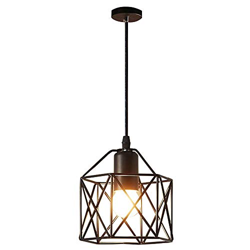 Chao Zan LED Deckenleuchte Pendellampe, 1 x E27 Sockel Vintage Pendelleuchte, Retro Hängelampe Metall, Farbe: Schwarz Deckenlampe Maximal 60 Watt von Chao Zan