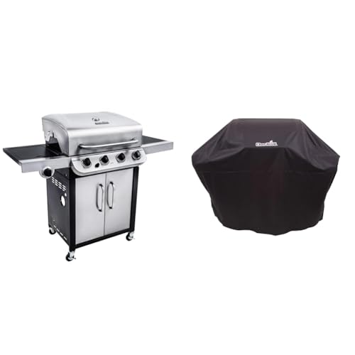 Char-Broil Convective 440S - 4 Brenner Gasgrill mit Seitenbrenner, Edelstahl & 140766 - Universal Wetterschutzhaube für 3 & 4-Brenner-Gasgrill von Char-Broil