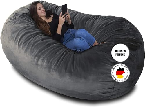 Charlie & Finn DER GRÖSSTE SITZSACK EUROPAS! - Premium Sitzsack XXL - Riesen-Sitzsack mit Memory-Foam Füllung - 1500 l - Platin Grau von Charlie & Finn