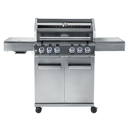 CHEF CUISINE BBQ Gasgrill – Outdoor Gasgrill 4 Brenner mit Seitenbrenner und Infrarot aus rostfreiem Edelstahl, 20,7 kW, 3-teilige Grillfläche, Grillhaube mit Sichtfenster und Thermometer, Grillwagen CHEF CUISINE BBQ Gasgrill – Outdoor Gasgrill 4 Brenner mit Seitenbrenner und Infrarot aus rostfreiem Edelstahl, 20,7 kW, 3-teilige Grillfläche, Grillhaube mit Sichtfenster und Thermometer, Grillwagen von Chef Cuisine International