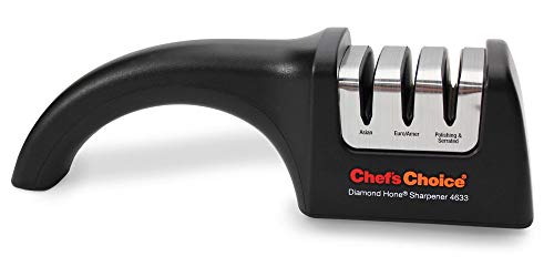 Chef'sChoice AngleSelect Diamant Hone Professioneller manueller Messerschärfer für gerade und gezackte Messer mit präziser Winkelkontrolle, kompakte Stellfläche, 3-stufig, schwarz von Chef's Choice