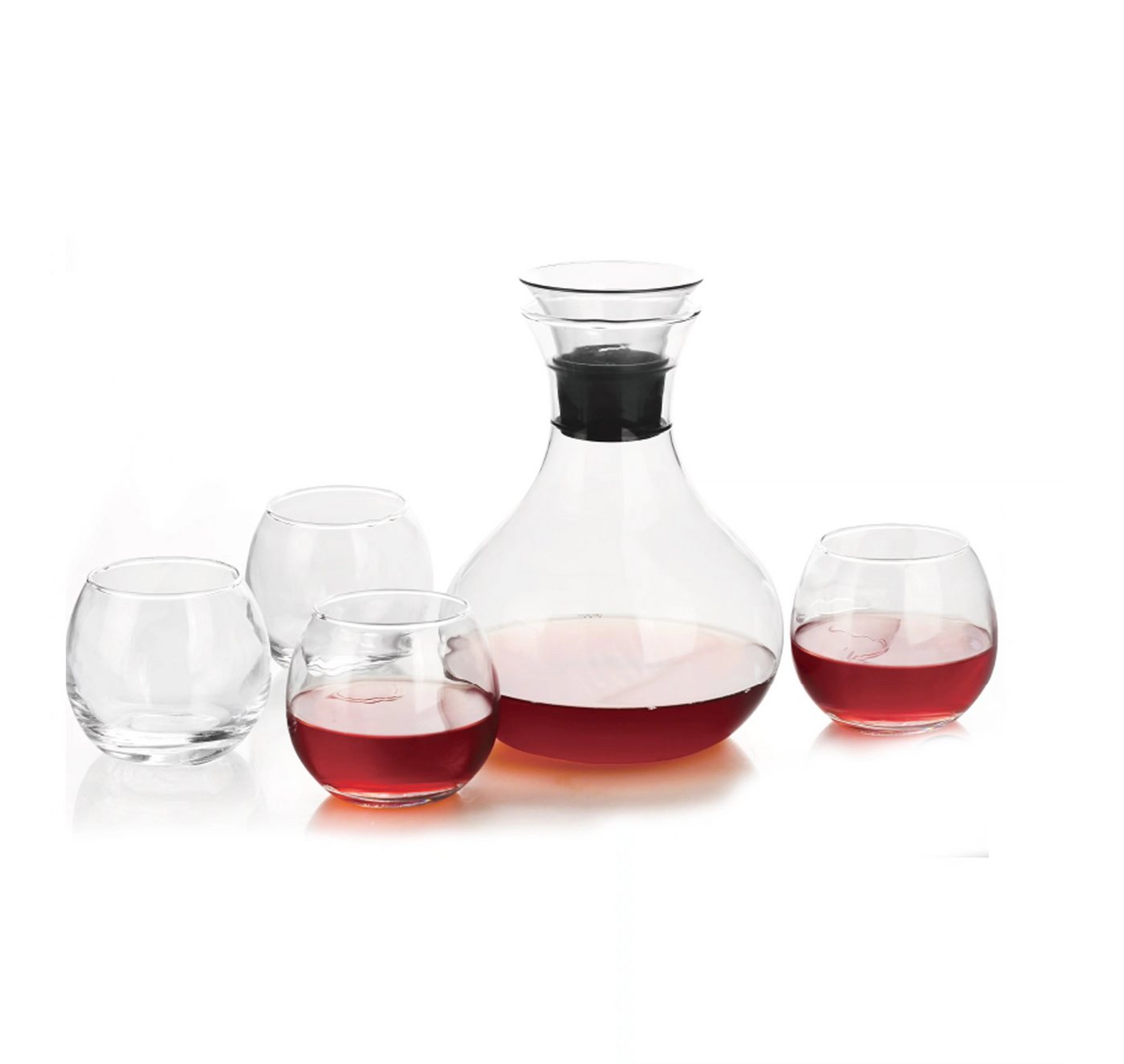 Cheffinger Karaffe 1,6 Liter Krug Karaffe 4 Gläser je 335ml Glas Trinkgläser 5 tlg Set, (5-tlg) von Cheffinger