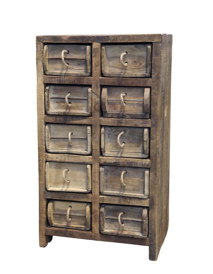 Chic Antique Kommode Kommode Schrank mit 10 Backsteinformen Schubladen Holz Chic Antique von Chic Antique