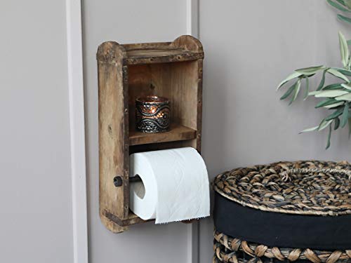 Chic Antique Toilettenpapierhalter aus Holz für die Wand, Ziegelstein-Form von Chic Antique