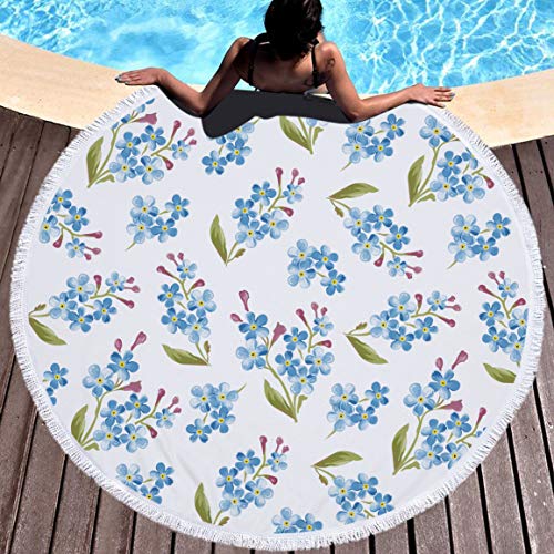 Mikrofaser Runde Strandtuch mit Quaste, Chickwin 3D Blume Schnelltrocknend Kompakt Badetuch Sandfreie Handtuch Reisehandtuch für Strand Schwimmen Yoga Tapestry (Blaue Blume,Durchmesser 150cm/59) von Chickwin-Shop