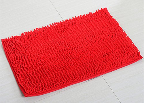 Chickwin Bad-Teppiche, Anti-Rutsch-Bequeme Badematte Badezimmer-Teppich Super saugfähiger weicher Duschteppich (50 * 80 cm, Rot) von Chickwin