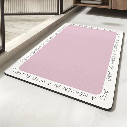 Chickwin Badematte rutschfest Saugfähig, Einfach Stil Schnelltrocknend Absorbierende Badematten Badematte Diatomite Bath Mat Antirutsch Badezimmermatte Badvorleger (Rosa,40x60cm) von Chickwin