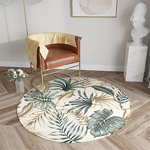 Chickwin Teppich für Wohnzimmer Rund, Tropisch Stil rutschfeste Teppiche Flanell Flauschig Weich Moderne Fußmatte für Schlafzimmer Kinderzimmer Dekoration (Tropisch Stil,Durchmesser 120cm) von Chickwin