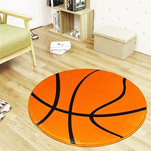 Chickwin Teppiche für Wohnzimmer Rund, Ball Muster Teppich Modern Schlafzimmer Groß Flauschig Weich rutschfest Fußmatte für Kinderzimmer oder Küche Dekoration (Basketball,Durchmesser 60cm) von Chickwin