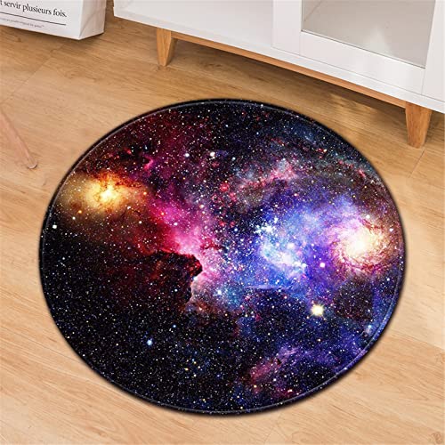 Chickwin Teppiche für Wohnzimmer Rund, Planet Muster Teppich Modern Schlafzimmer Groß Flanell Flauschig Weich rutschfest Fußmatte Waschbar für Kinderzimmer (Galaxis,Durchmesser 100cm) von Chickwin