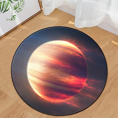 Chickwin Teppiche für Wohnzimmer Rund, Planet Muster Teppich Modern Schlafzimmer Groß Flanell Flauschig Weich rutschfest Fußmatte Waschbar für Kinderzimmer (Interstellar,Durchmesser 60cm) von Chickwin