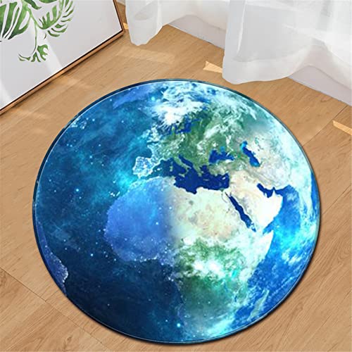 Chickwin Teppiche für Wohnzimmer Rund, Planet Muster Teppich Modern Schlafzimmer Groß Flanell Flauschig Weich rutschfest Fußmatte Waschbar für Kinderzimmer (Planet,Durchmesser 100cm) von Chickwin