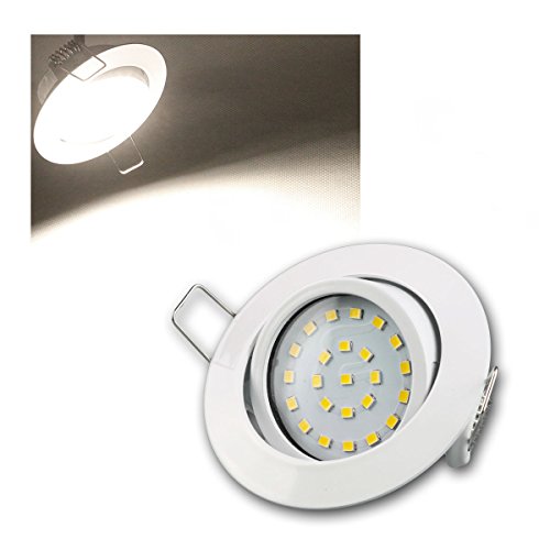 5 Stück LED-Einbauleuchten Flat-26, besonders flach, Lichtfarbe daylight, Gehäusefarbe weiß, 230V/4W von ChiliTec