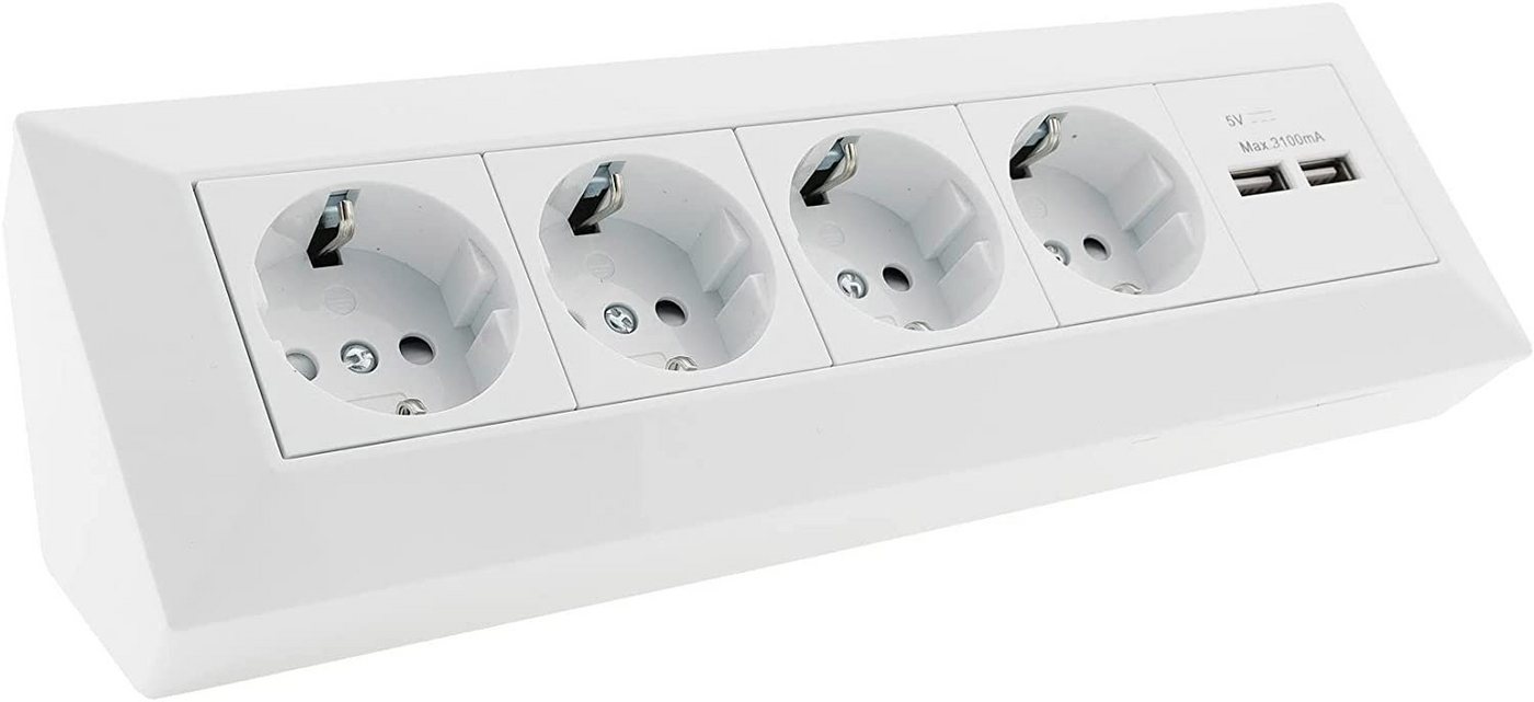 ChiliTec 4-fach Steckdosenblock + 2x USB, weiß Mehrfachsteckdose von ChiliTec