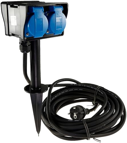 ChiliTec Gartensteckdose mit Erdspieß - 4-fach Aussen Steckdose 10 Meter Gummi Kabel für dauerhaften Einsatz im Aussenbereich IP44 230V mit Klappdeckel - Stromverteiler für Garten Terrasse ChiliTec Gartensteckdose mit Erdspieß - 4-fach Aussen Steckdose 10 Meter Gummi Kabel für dauerhaften Einsatz im Aussenbereich IP44 230V mit Klappdeckel - Stromverteiler für Garten Terrasse von ChiliTec
