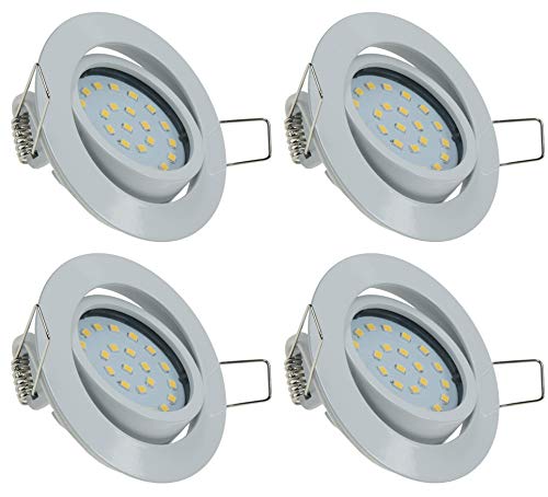 ChiliTec LED Einbauleuchte Deckenspot Einbauspot 4Watt 350 Lumen neutralweiß 4000k 26mm Tief Ø Loch 71mm schwenkbar 230V Sehr Flach Leichte Montage (4 Stück) von ChiliTec