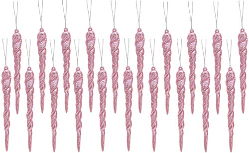 Christmas Concepts® 12cm Glitzereiszapfen-Dekorationen - Luxus-Christbaumschmuck (Baby Pink, Packung mit 20) von Christmas Concepts