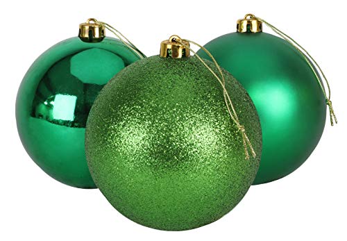 Christmas Concepts® 3er Pack - Extra große 150mm Christbaumkugeln - Glänzend, Matt & Glitterdekorierte Kugeln (Emerald Green) von Christmas Concepts