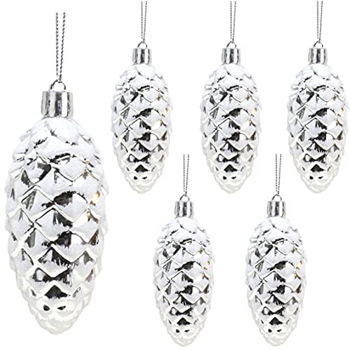 Christmas Concepts® 6er-Pack – 90 mm glänzende und glitzernde Tannenzapfen-Kugeln – Christbaumschmuck von Christmas Concepts