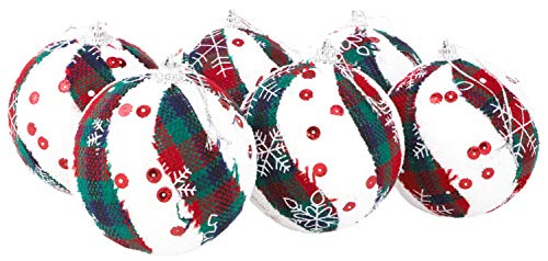 Christmas Concepts® 6er-Pack Tartan - Weihnachtskugeln im Schneeflocken-Design von Christmas Concepts
