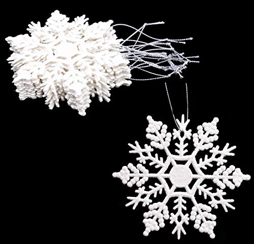 Christmas Concepts® Packung mit 12-10 cm Glitter Schneeflocke zum Aufhängen - Weihnachtsschmuck (Weiß) von Christmas Concepts