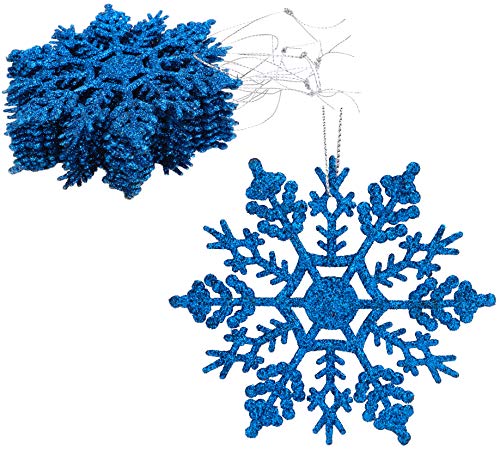 Christmas Concepts® Packung mit 12-10 cm Glitter Schneeflocke zum Aufhängen - Weihnachtsschmuck… (Königsblau) von Christmas Concepts
