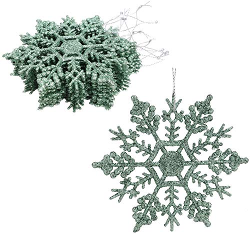 Christmas Concepts® Packung mit 12-10 cm Glitter Schneeflocke zum Aufhängen - Weihnachtsschmuck… (minzgrün) von Christmas Concepts